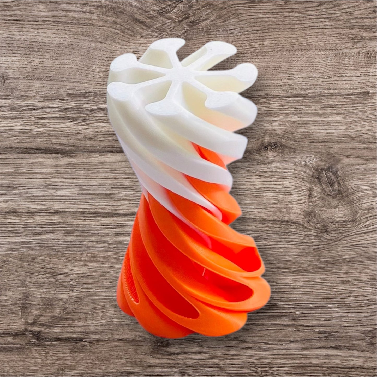 Passthrough/Spiral Cone Fidget (White and Orange)
