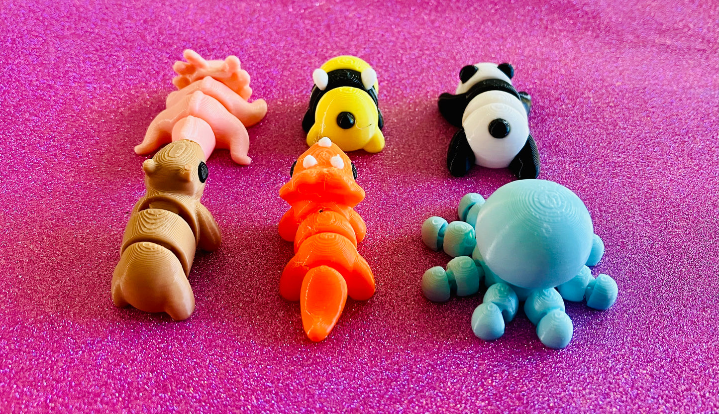3D Printed Mini Articulated Animals Pack of 6