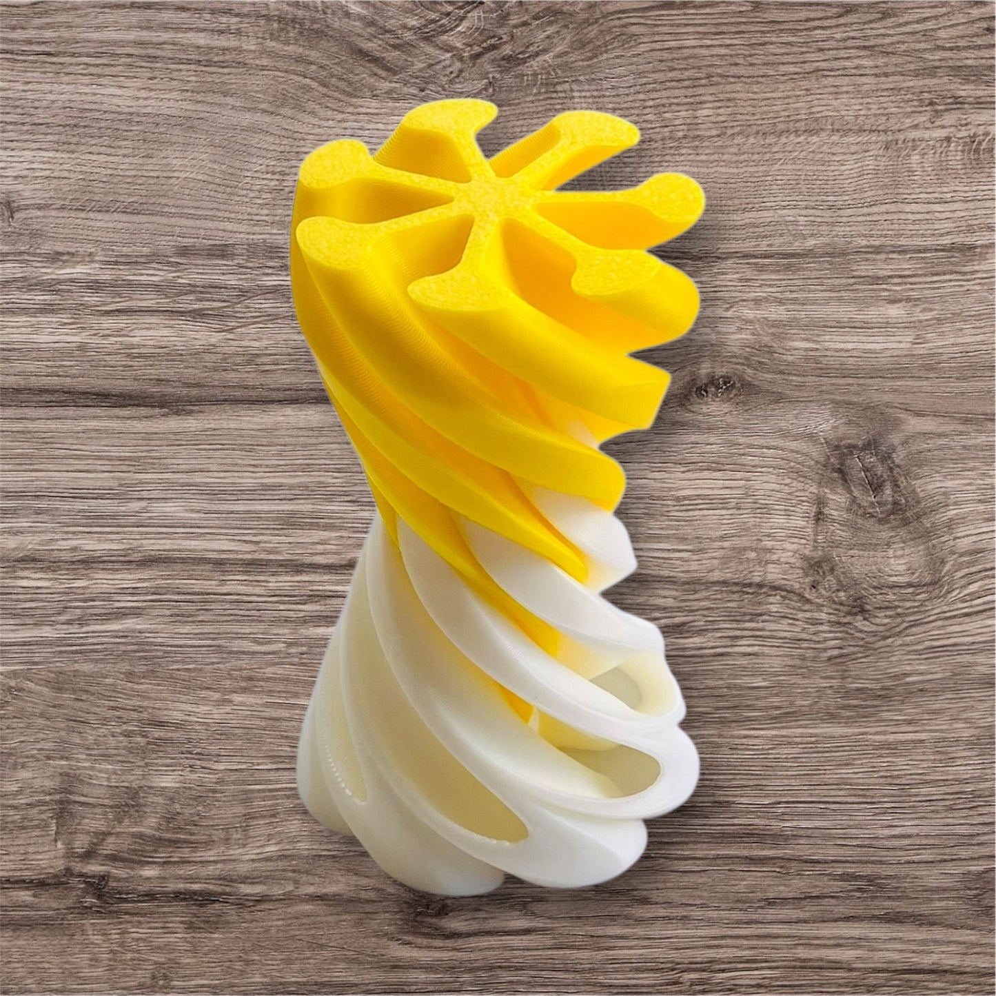 Passthrough/Spiral Cone Fidget (White and Yellow)