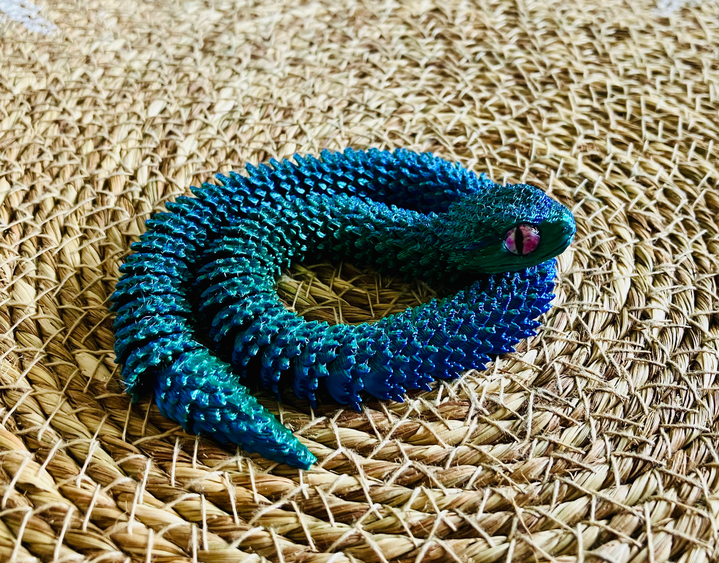 3D Printed Articulated Snake (Greenish Blue)