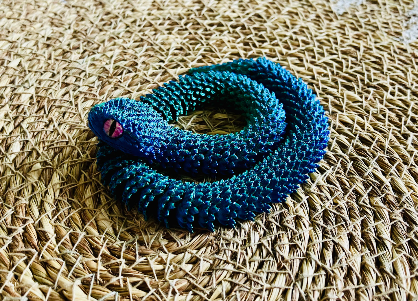 3D Printed Articulated Snake (Greenish Blue)