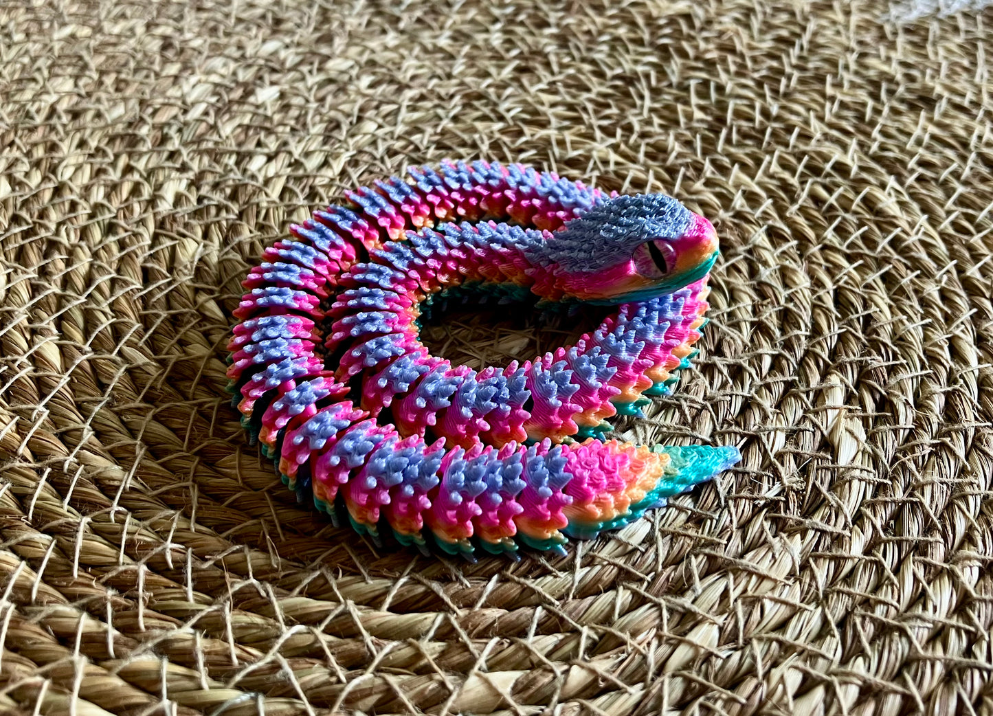 3D Printed Articulated Snake (Rainbow) Layer colours may vary