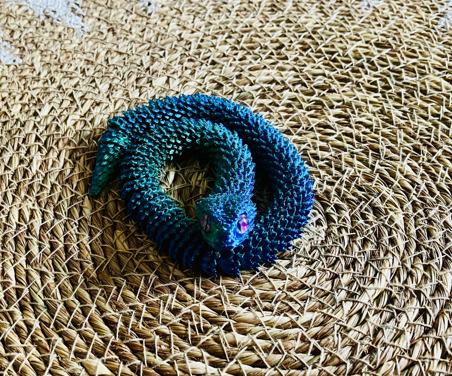 3D Printed Articulated Snake (Greenish Blue)