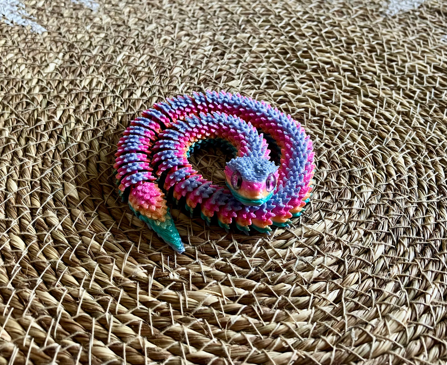3D Printed Articulated Snake (Rainbow) Layer colours may vary
