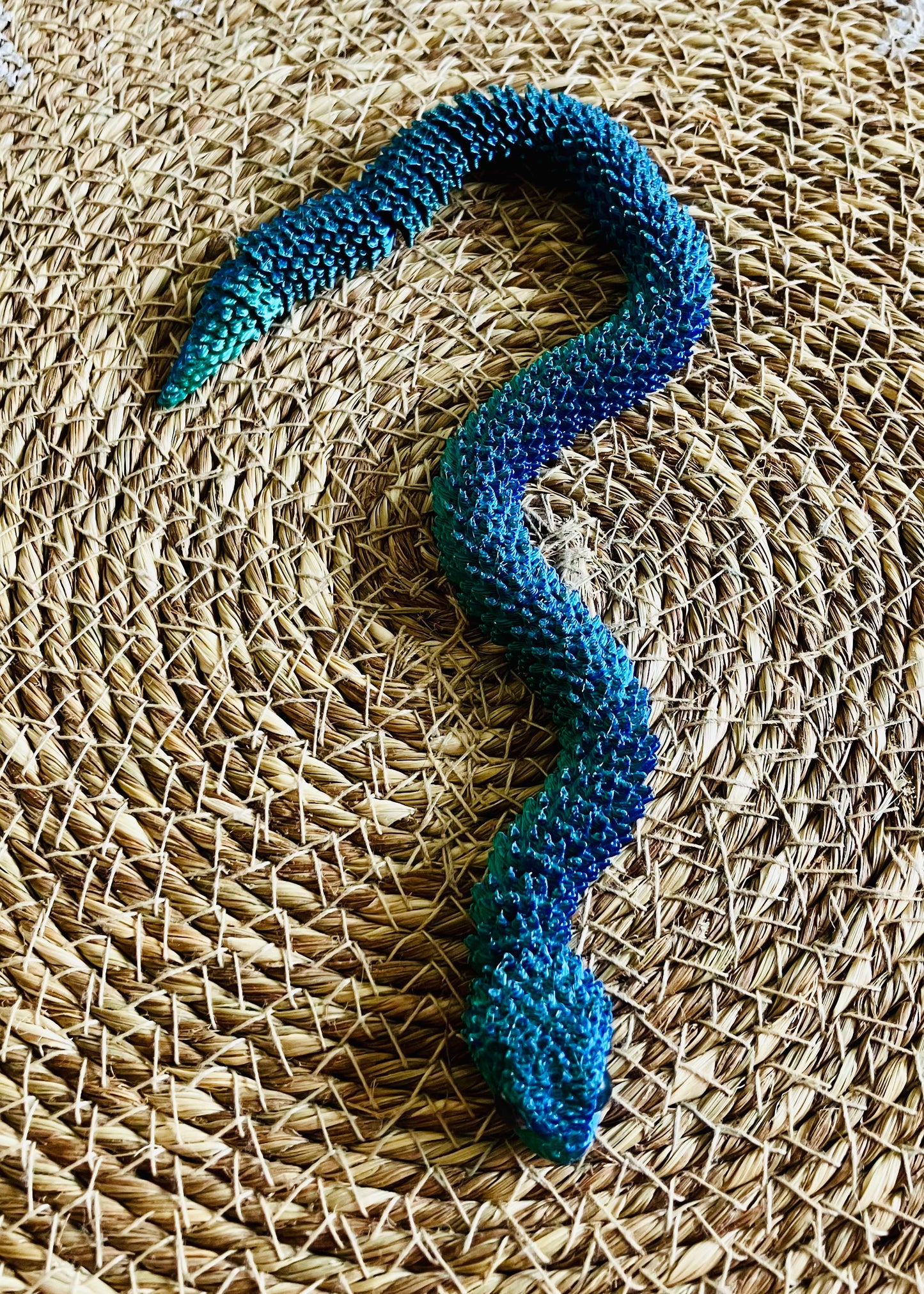3D Printed Articulated Snake (Greenish Blue)