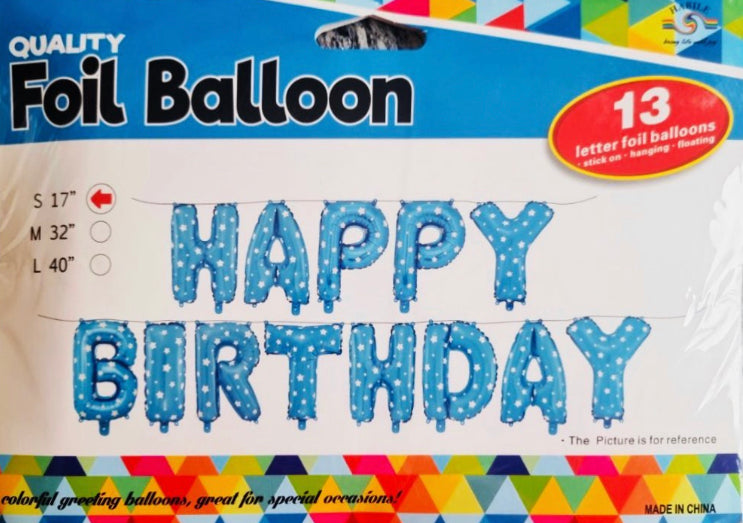 Happy Birthday Foil Banner (Blue) Clearance