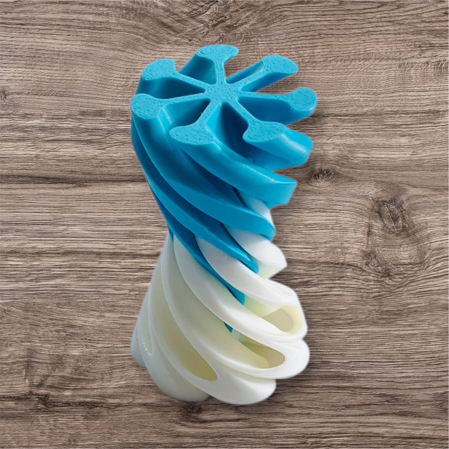 Passthrough/Spiral Cone Fidget (White and Light Blue)