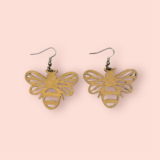 Bee Wooden Earrings