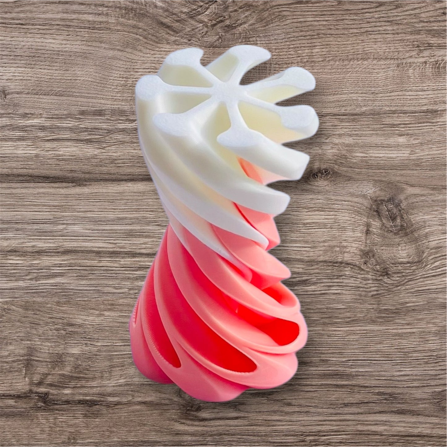 Passthrough/Spiral Cone Fidget (White and Light Pink)