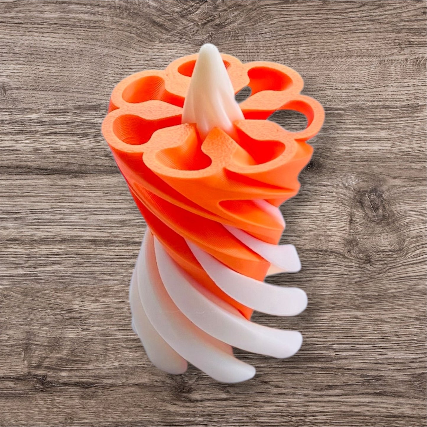 Passthrough/Spiral Cone Fidget (White and Orange)
