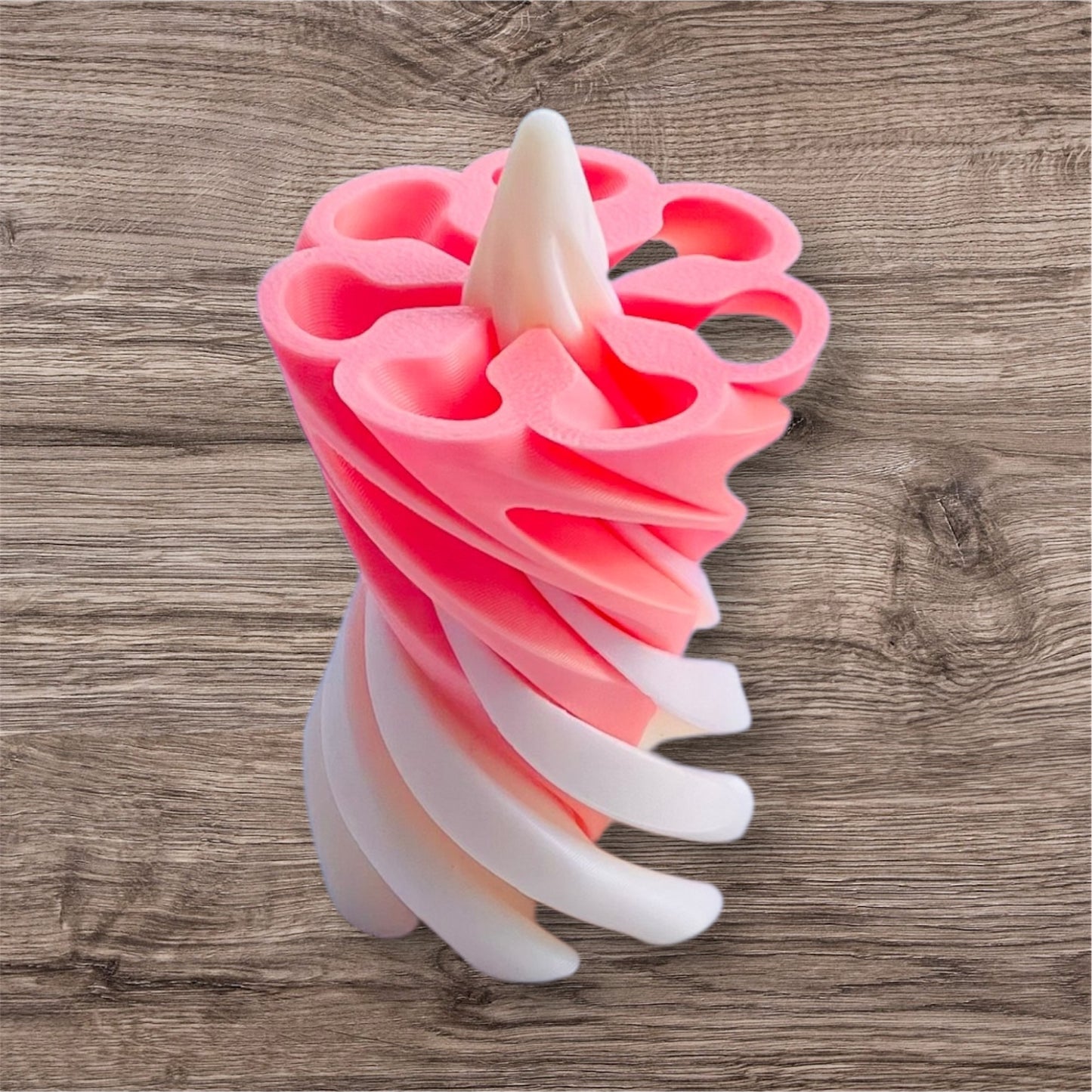 Passthrough/Spiral Cone Fidget (White and Light Pink)