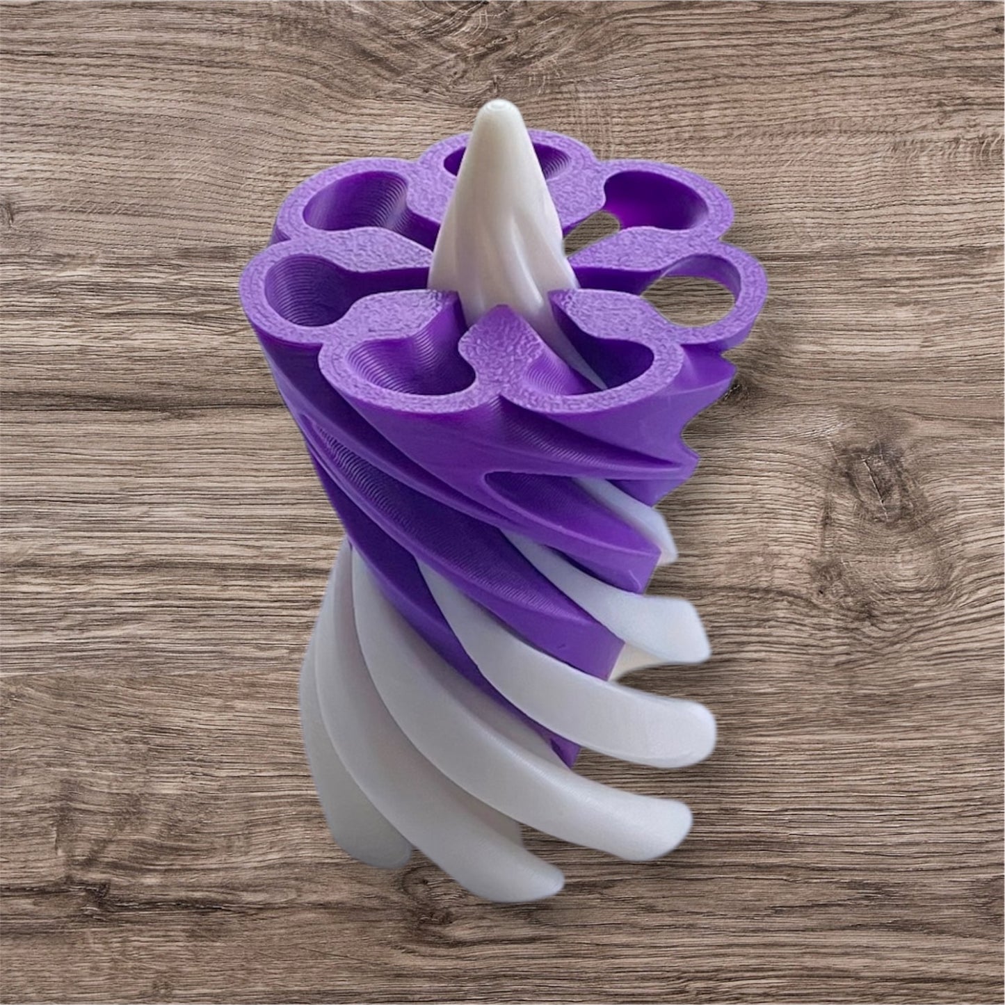 Passthrough/Spiral Cone Fidget (White and Purple)