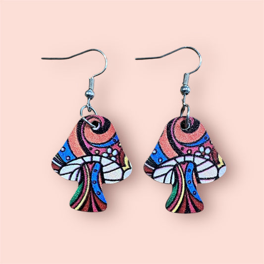 Mushroom Wooden Earrings