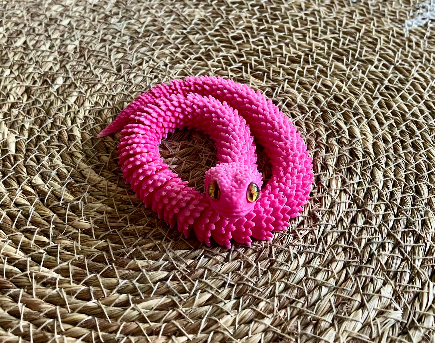 3D Printed Articulated Snake (Pink) Light and Dark Layer colours may vary
