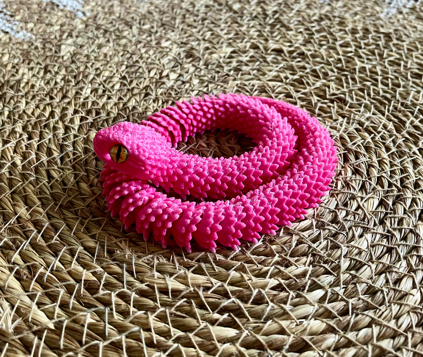 3D Printed Articulated Snake (Pink) Light and Dark Layer colours may vary