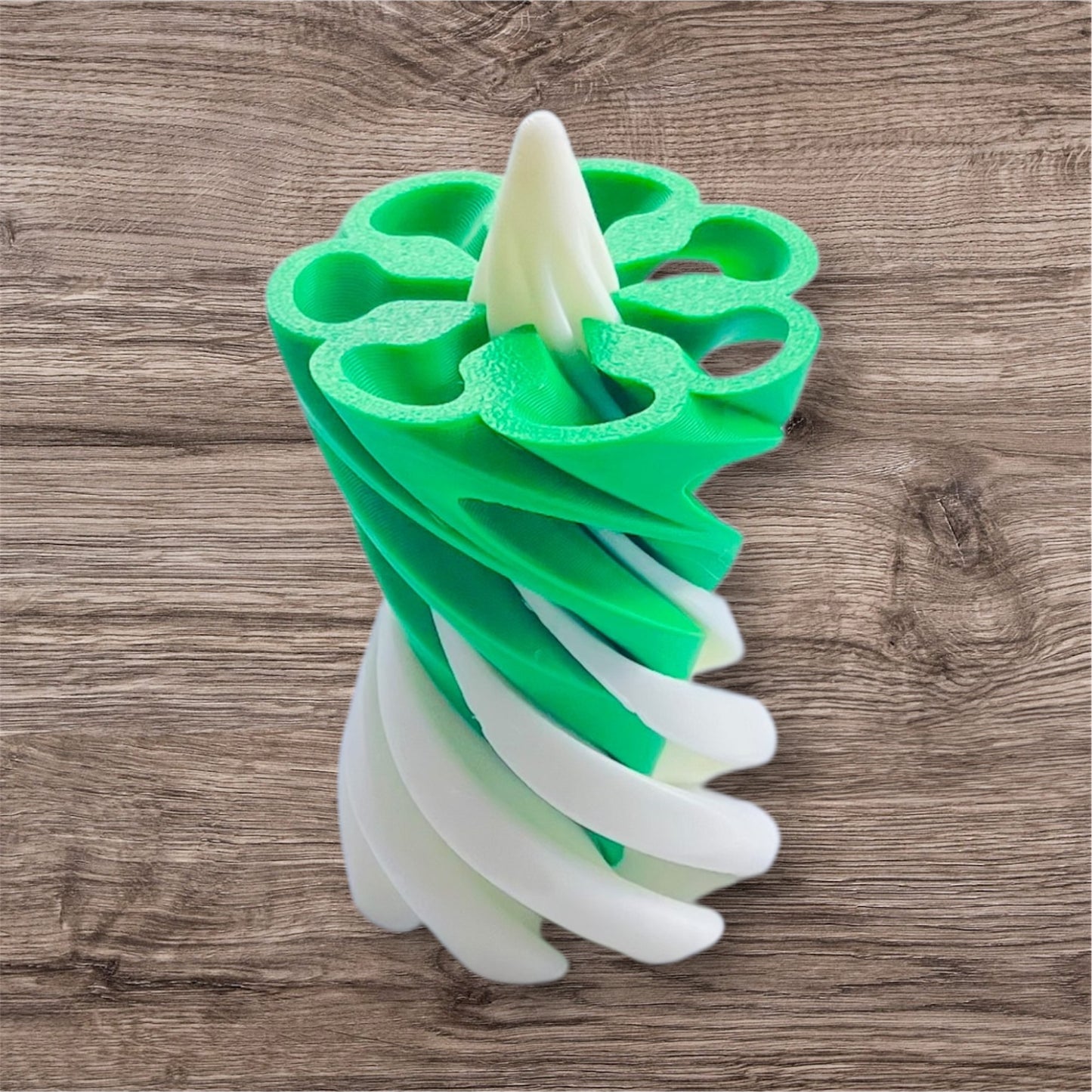 Passthrough/Spiral Cone Fidget (White and Green)