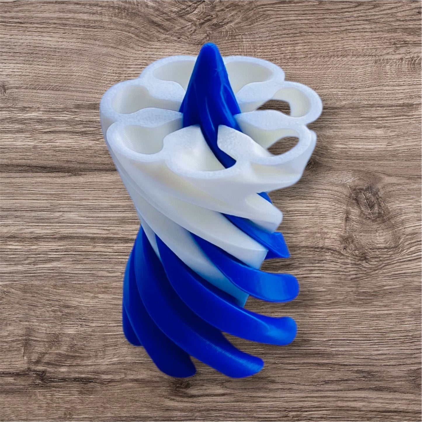 Passthrough/Spiral Cone Fidget (White and Blue)