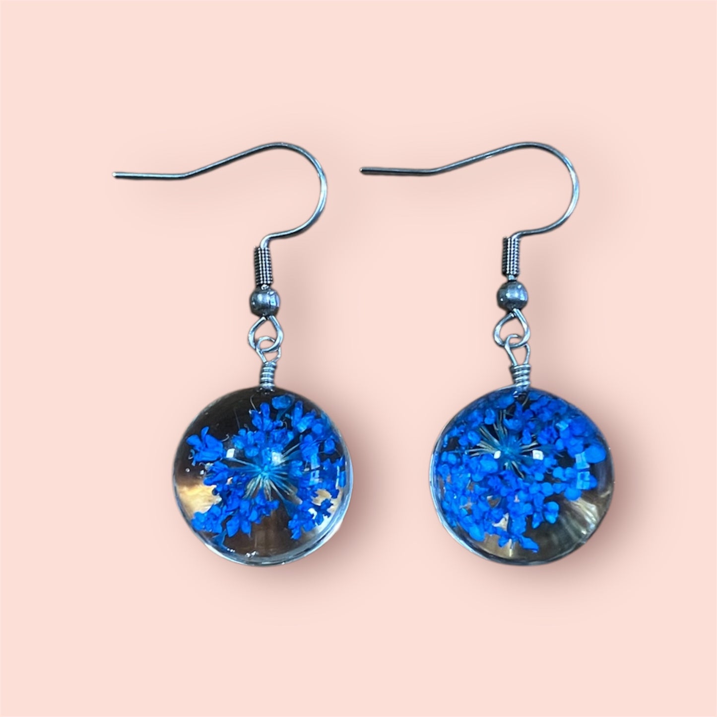 Dark Blue Flower Earrings