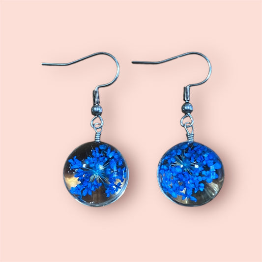 Dark Blue Flower Earrings