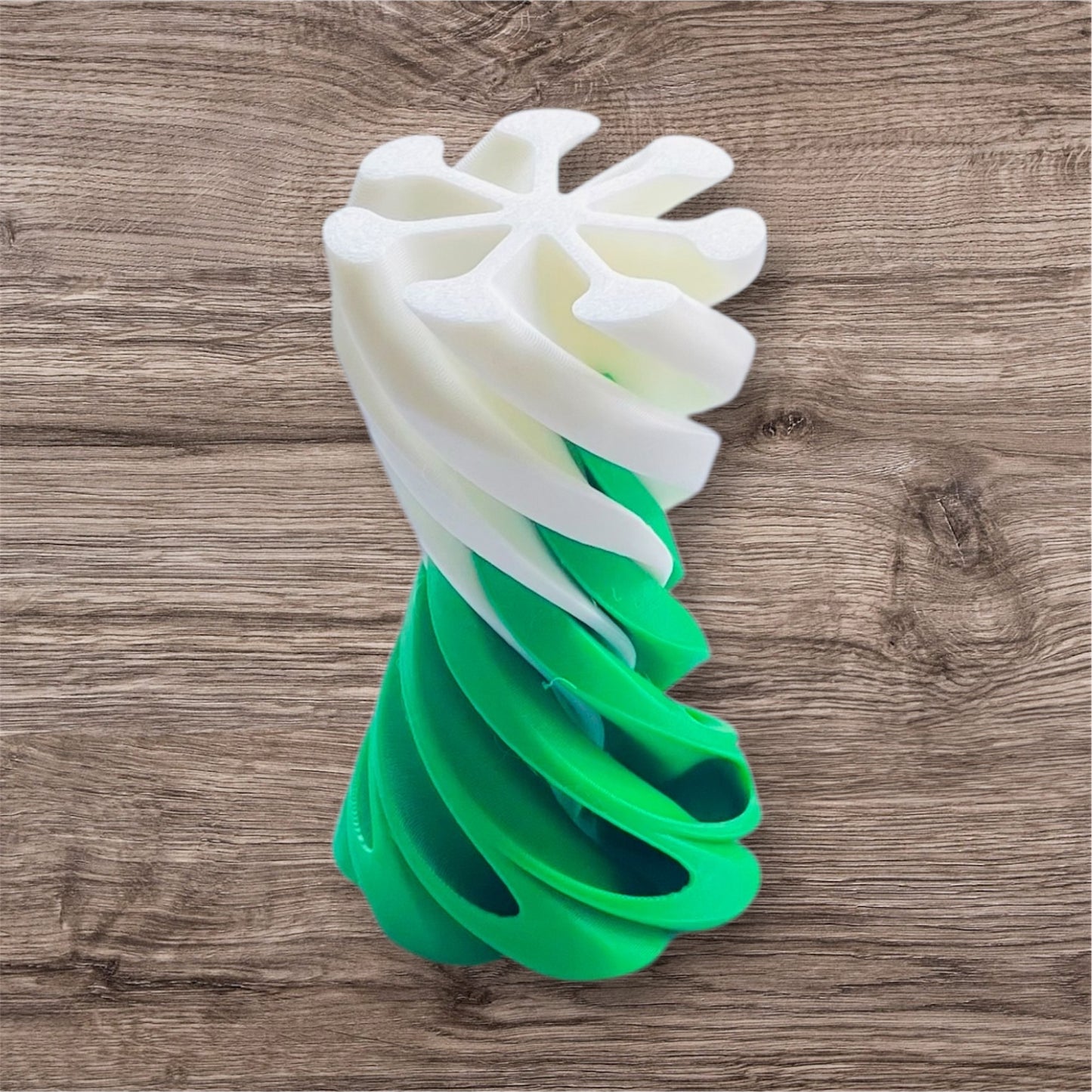 Passthrough/Spiral Cone Fidget (White and Green)
