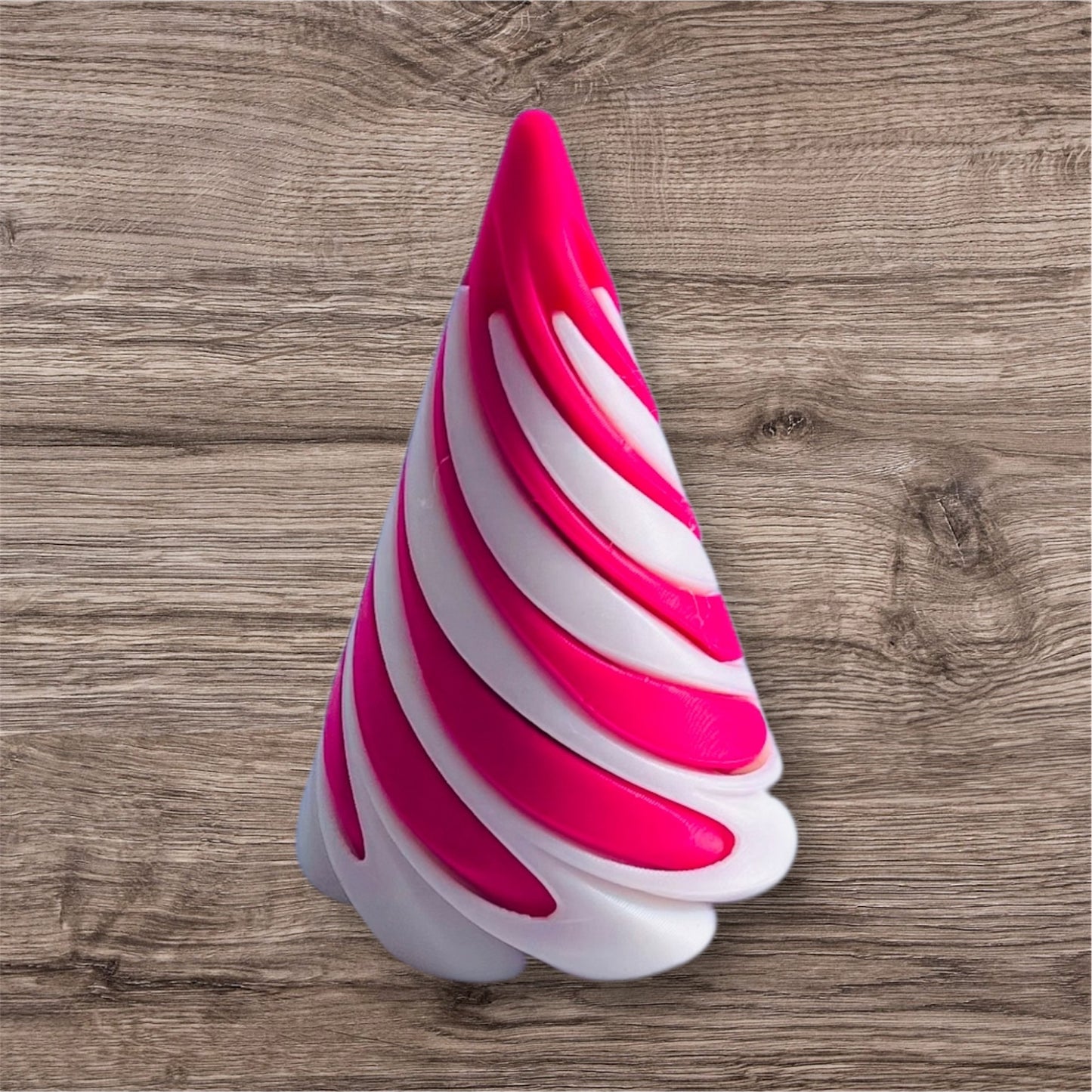 Passthrough/Spiral Cone Fidget (White and Hot Pink)
