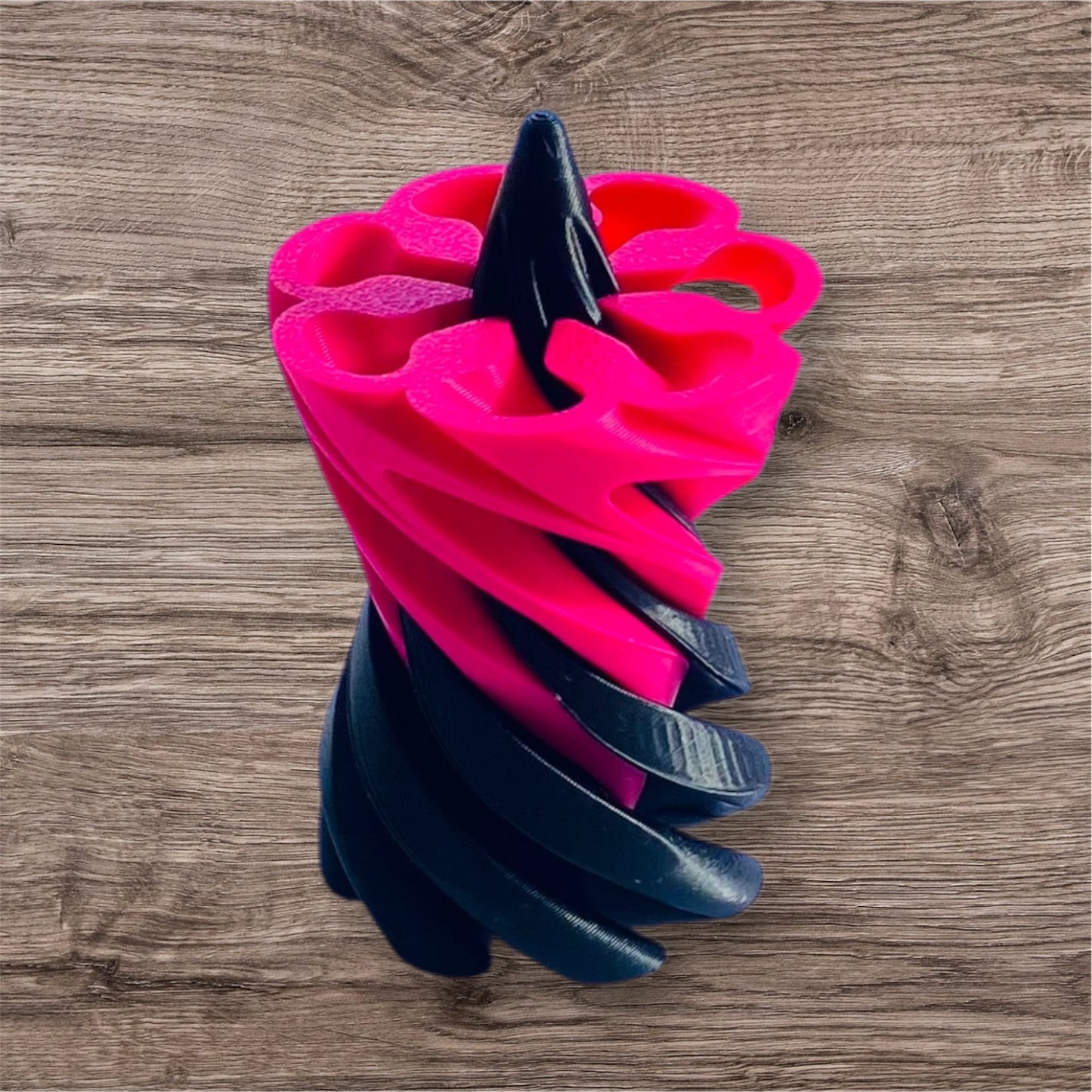 Passthrough/Spiral Cone Fidget (Black and Hot Pink)