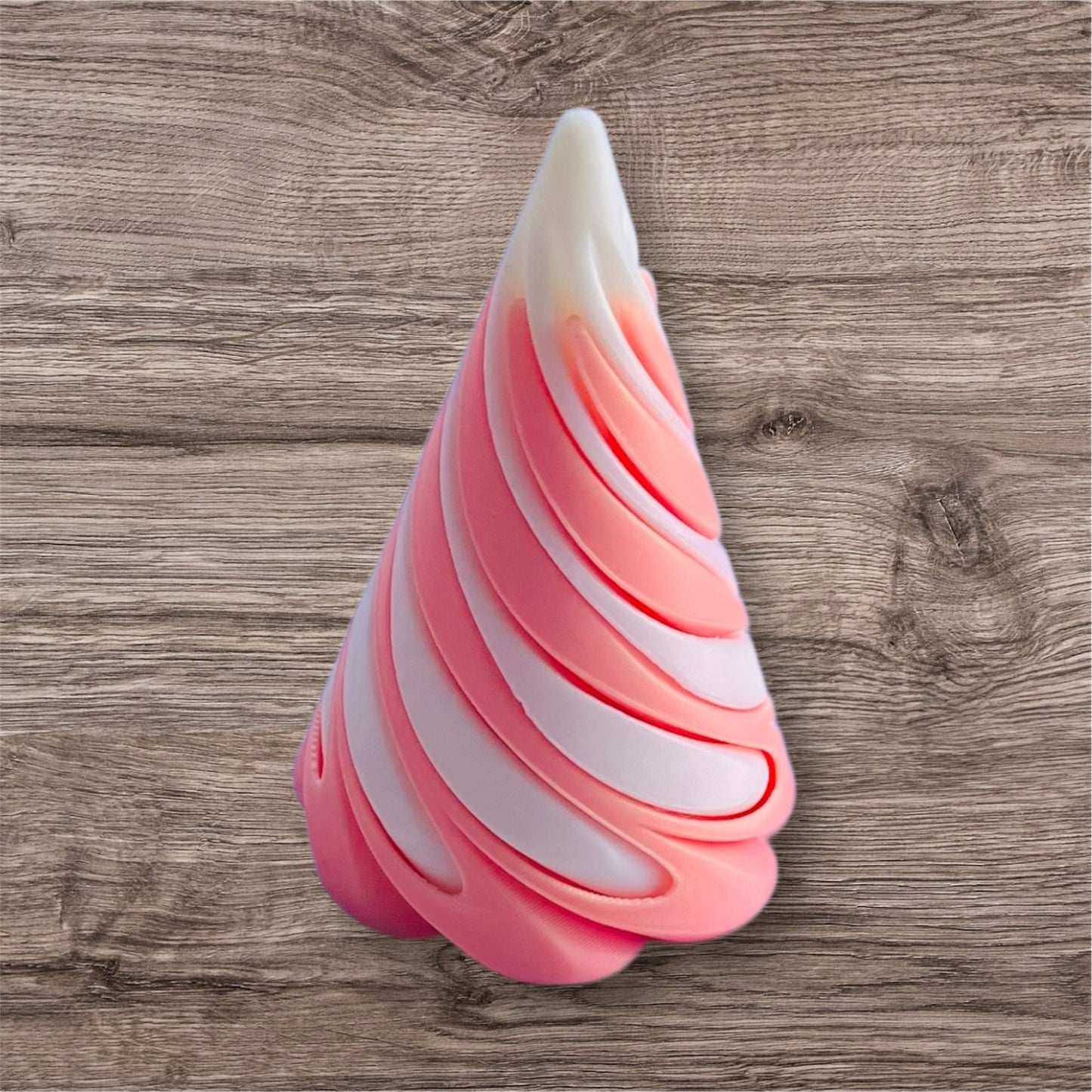 Passthrough/Spiral Cone Fidget (White and Light Pink)