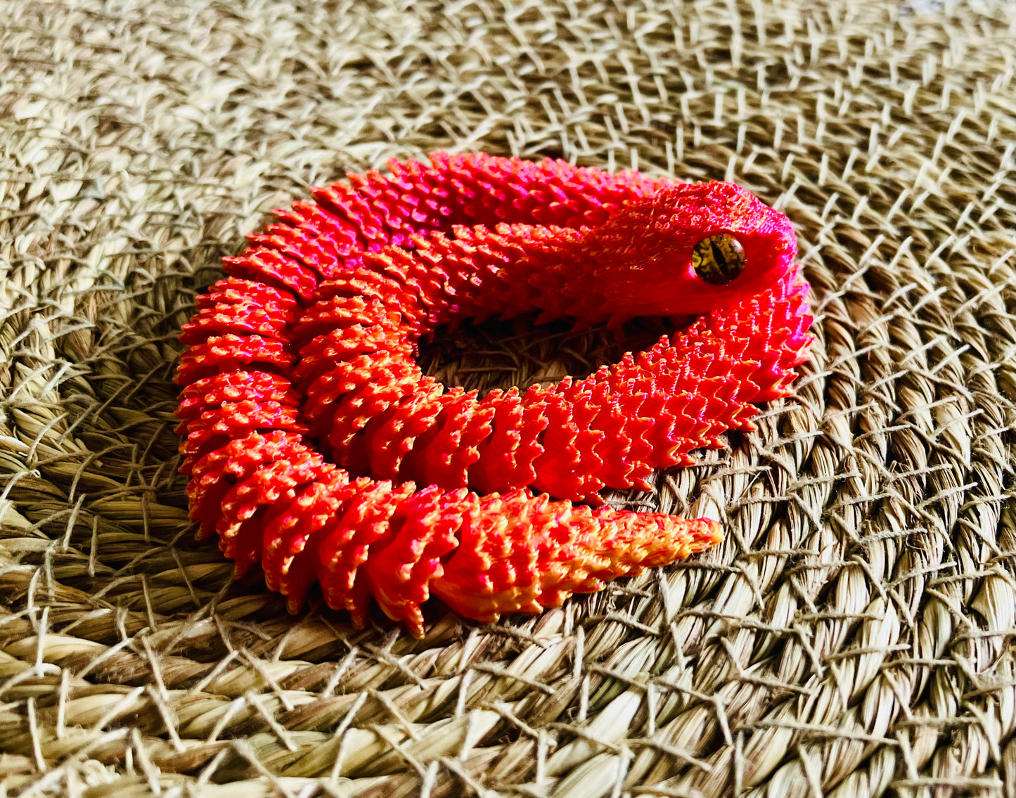 3D Printed Articulated Snake (Orange/Gold/Pinkish)