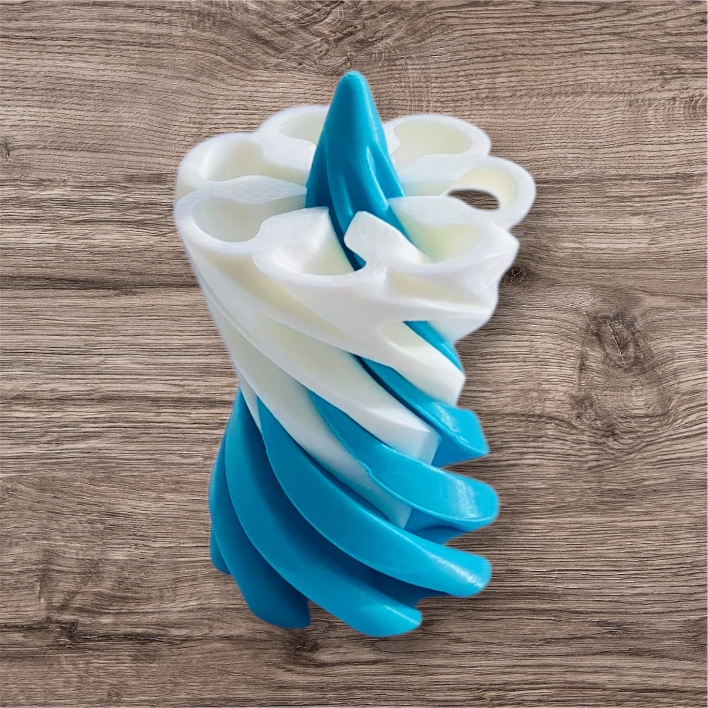 Passthrough/Spiral Cone Fidget (White and Light Blue)