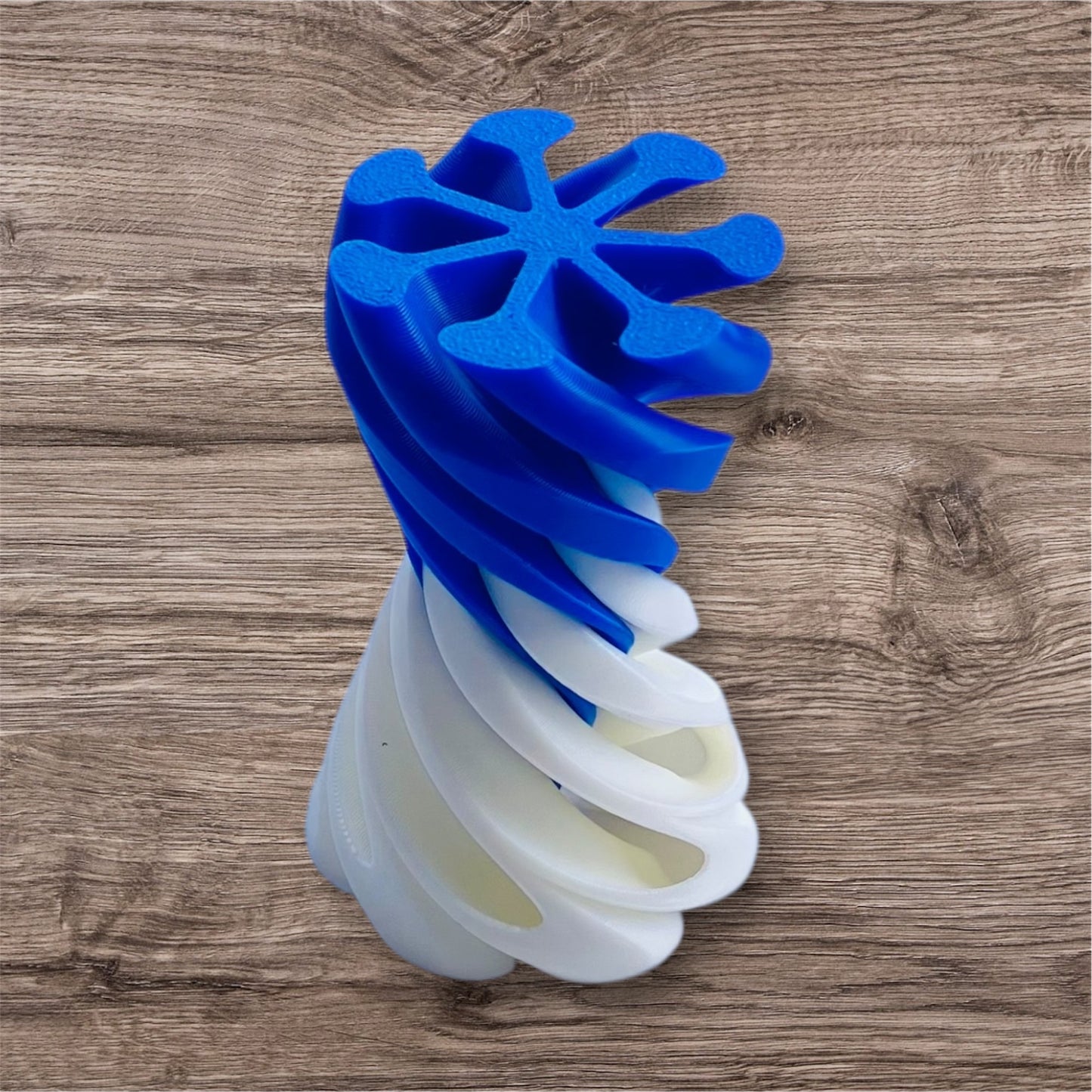 Passthrough/Spiral Cone Fidget (White and Blue)