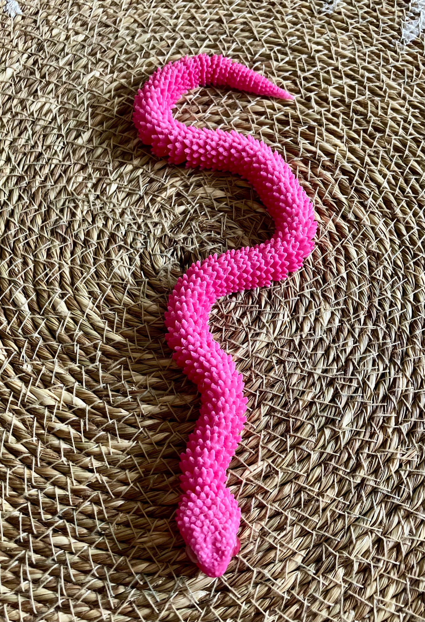 3D Printed Articulated Snake (Pink) Light and Dark Layer colours may vary