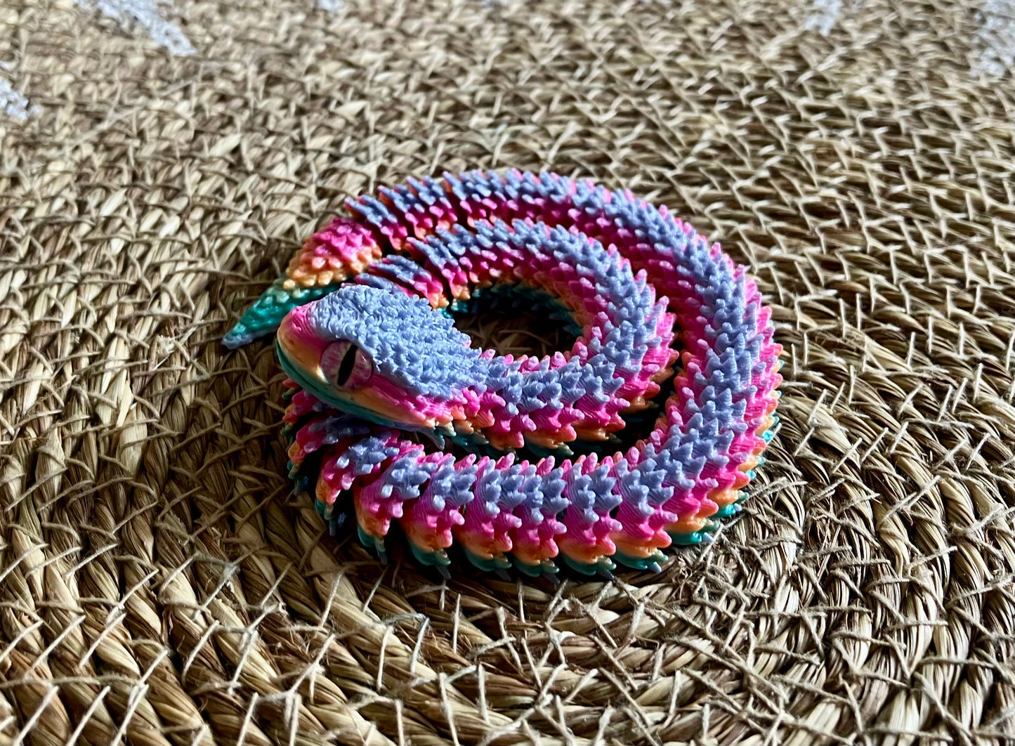 3D Printed Articulated Snake (Rainbow) Layer colours may vary
