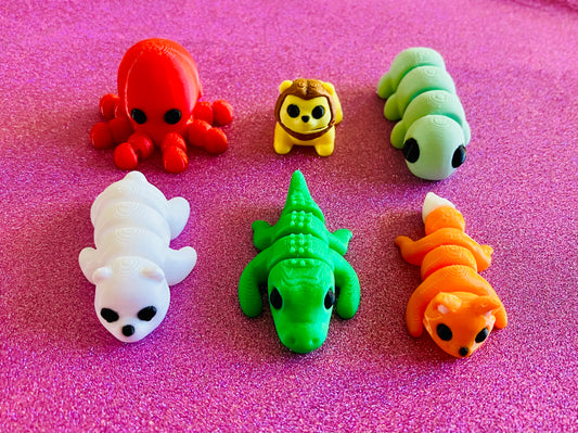 3D Printed Mini Articulated Animals Pack of 6