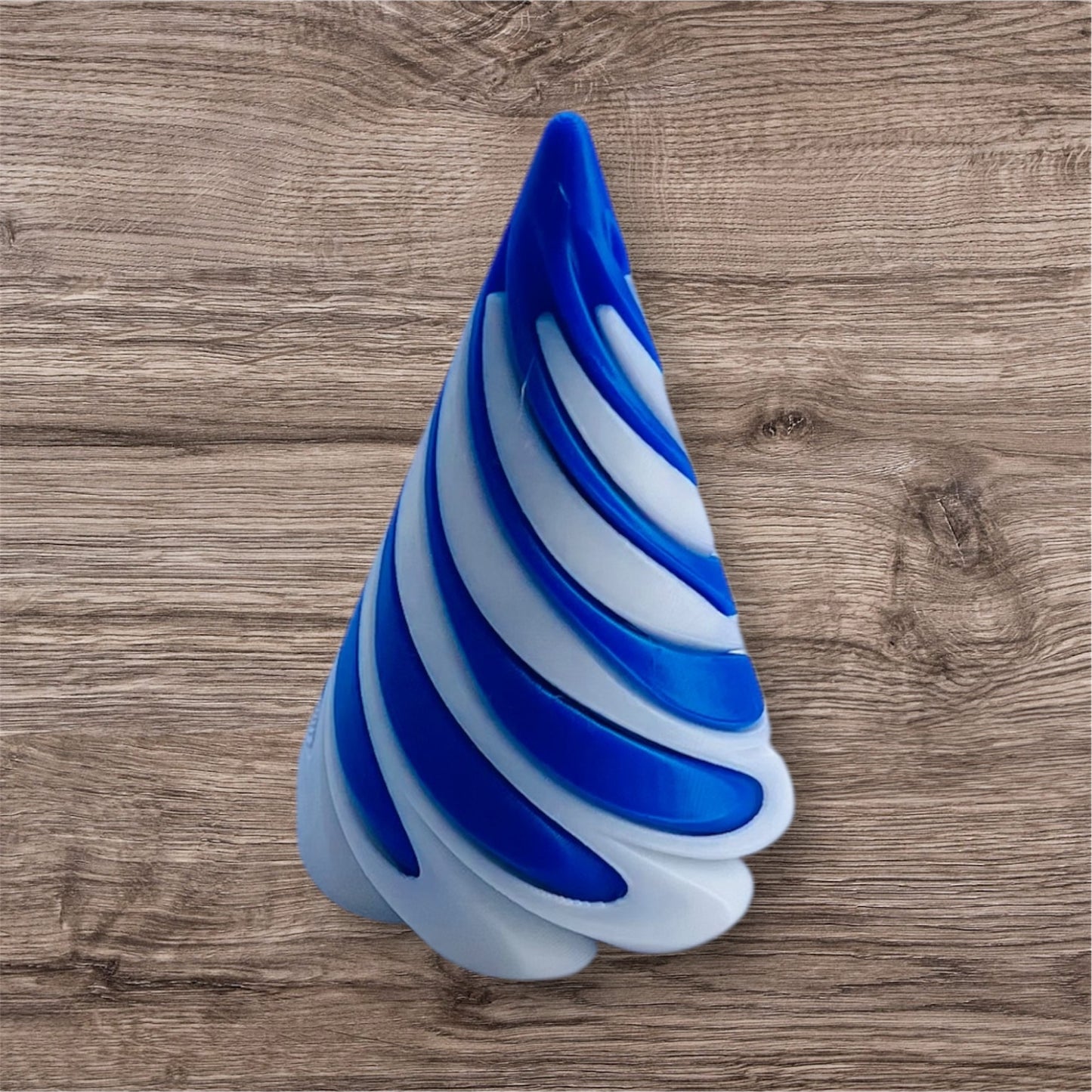 Passthrough/Spiral Cone Fidget (White and Blue)