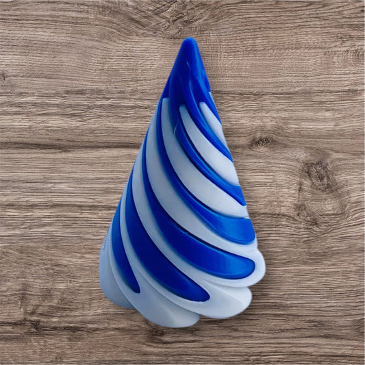 Passthrough/Spiral Cone Fidget (White and Blue)