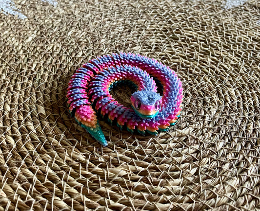 3D Printed Articulated Snake (Rainbow) Layer colours may vary