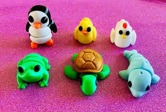3D Printed Mini Articulated Animals Pack of 6
