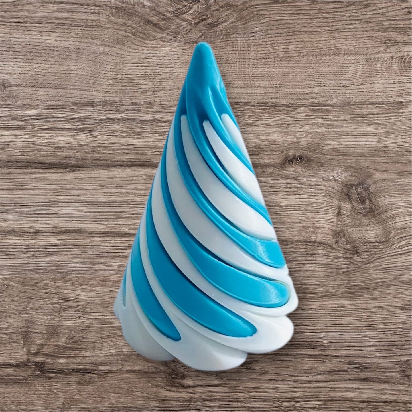 Passthrough/Spiral Cone Fidget (White and Light Blue)