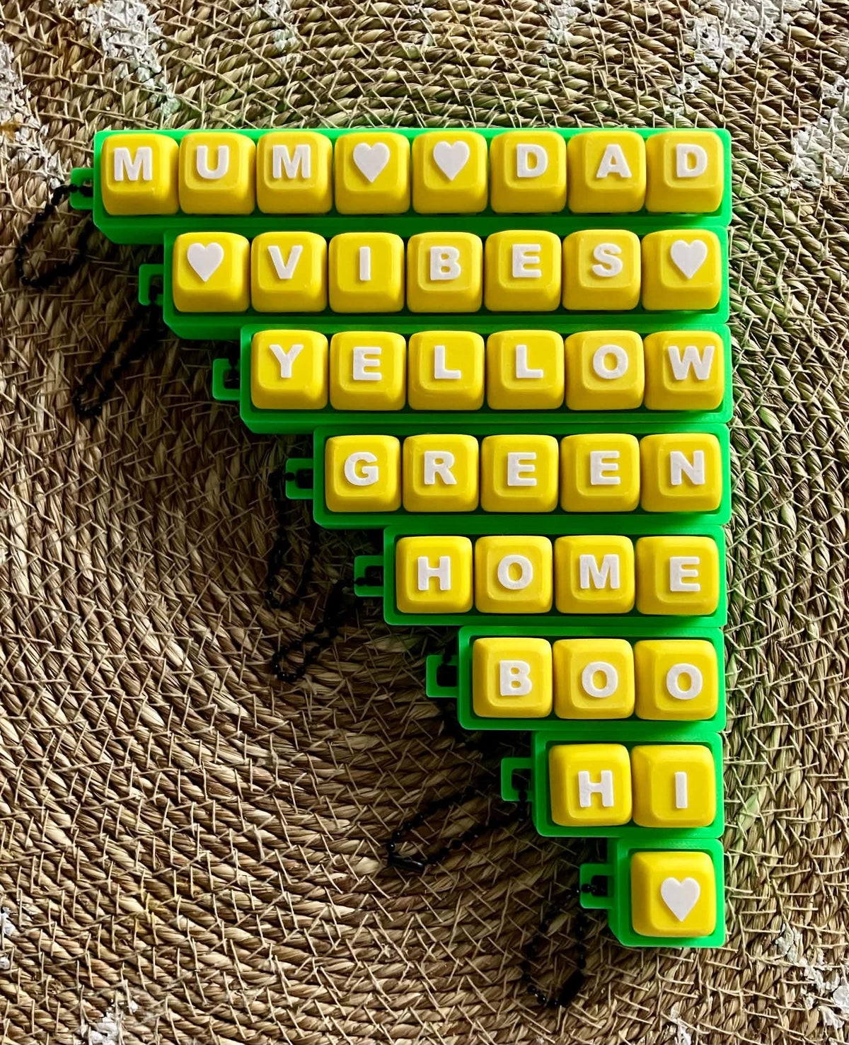 Green Base and Yellow Letters Combination (Please Write Your Name And/Or Heart in Space Provided Below)