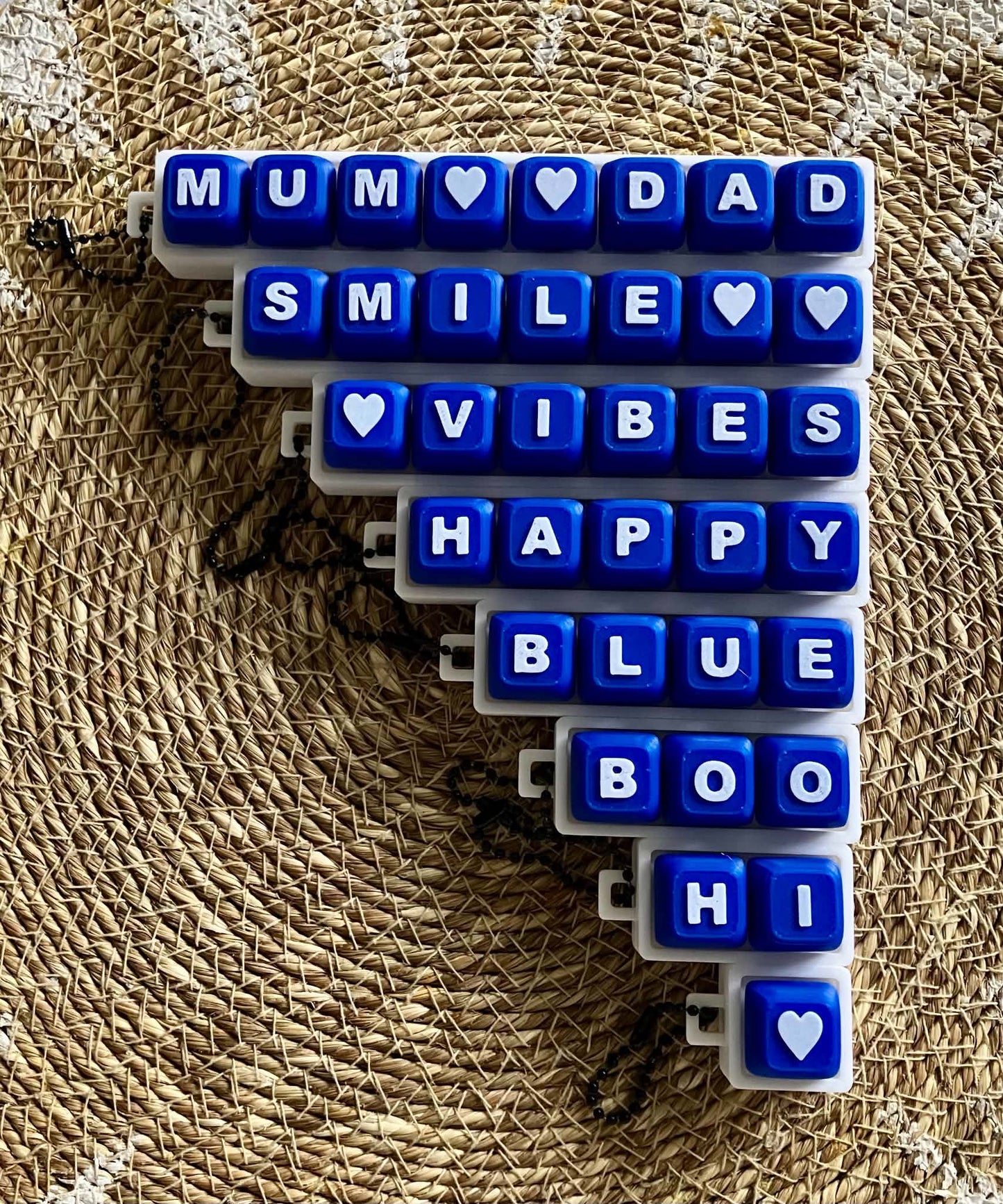 White Base and Blue Letters Combination (Please Write Your Name And/Or Heart in Space Provided Below)