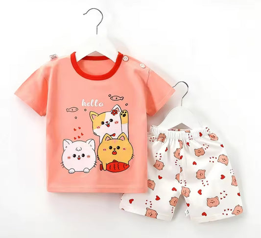 Kids Top and Shorts Set (Buttons on the top only for sizes 3-4 yrs and under) 100% Cotton (Clearance)