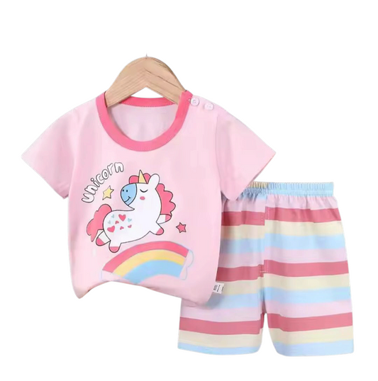 Kids Top and Shorts Set (Buttons on the top only for sizes 3-4 yrs and under) 100% Cotton (Clearance)