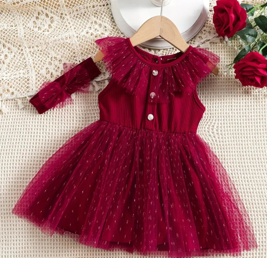 Baby Mesh Party Dress with Headband