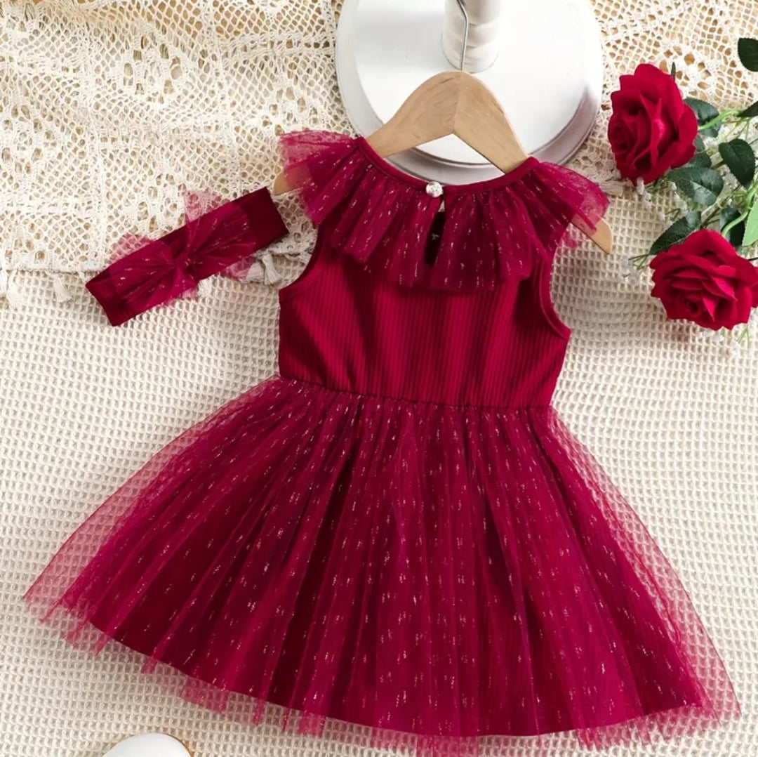 Baby Mesh Party Dress with Headband