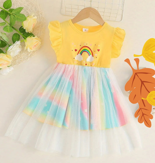 Kids Rainbow Mesh Dress