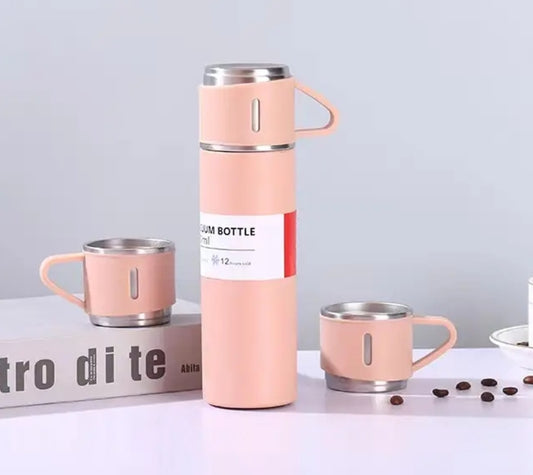 SALE Vacuum Insulated Bottle And Cups Set in Box (Pink)