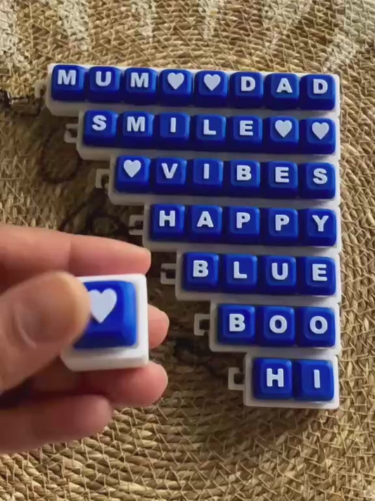 White Base and Blue Letters Combination (Please Write Your Name And/Or Heart in Space Provided Below)