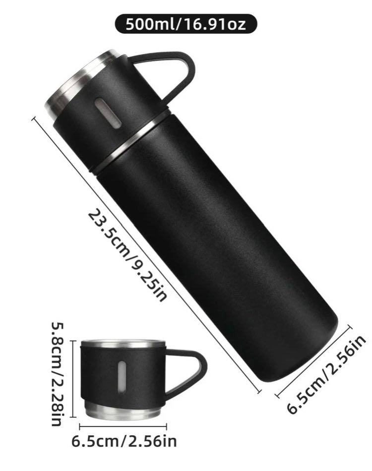 SALE Vacuum Insulated Bottle and Cups Set in Box (Black)