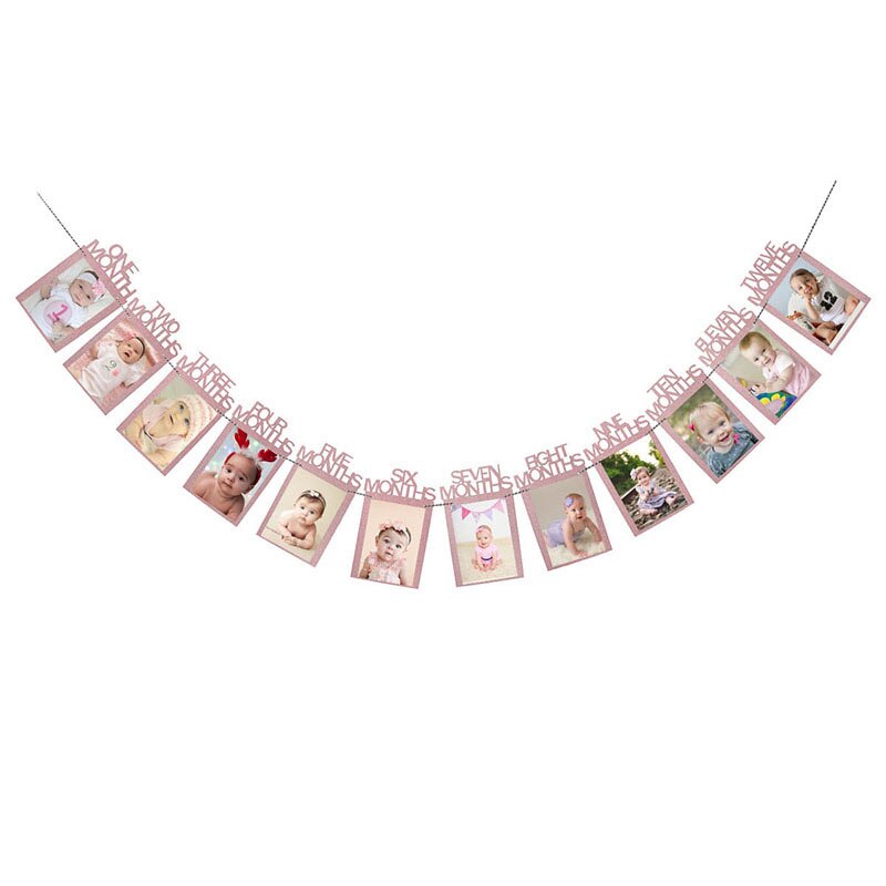 12 Months Glitter Photo Bunting Banner for 1st Birthday (Sale)