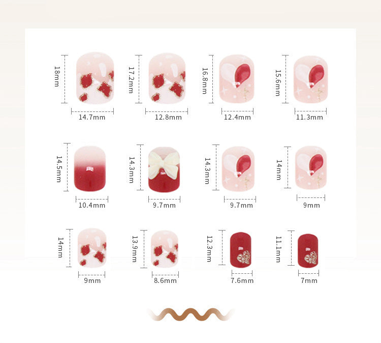 Red-White Press On Nails - 24 pieces per pack